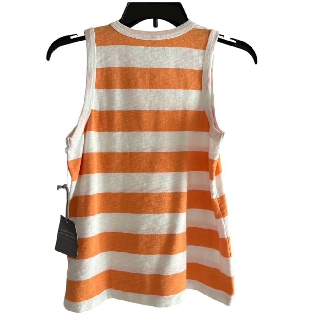 Marled White Tangerine Striped Cotton Modal Top - Picture 4 of 7